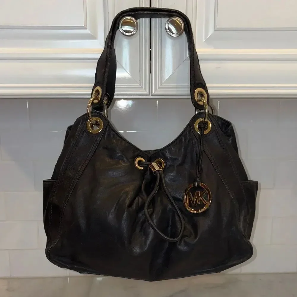 Michael Kors Bag Purse Handbag Leather Ludlow Drawstring Hobo Shoulder Bag